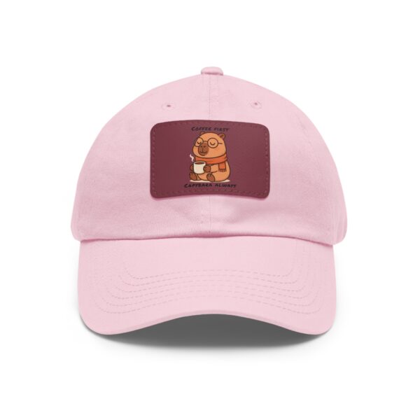 Dad Hat with Leather Patch (Rectangle) - Capybara design