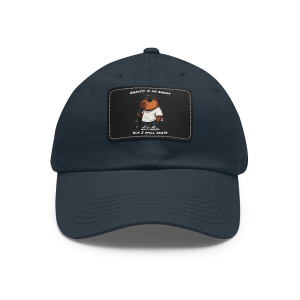 Dad Hat with Leather Patch (Rectangle) - Capybara design