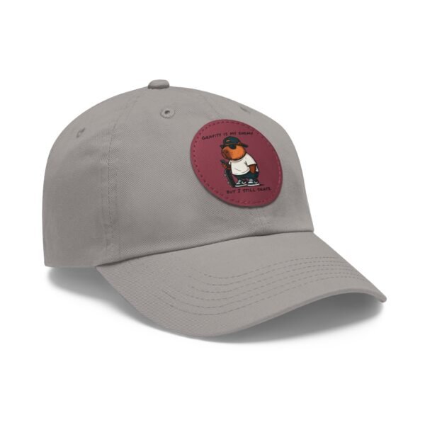 Dad Hat with Leather Patch (Round) - Capybara design