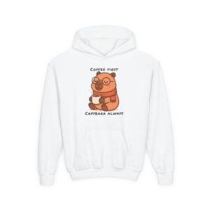 Youth Heavy Blend Hooded Sweatshirt with Cute Capybara Design – Warm, Cozy, and Perfect for Kids