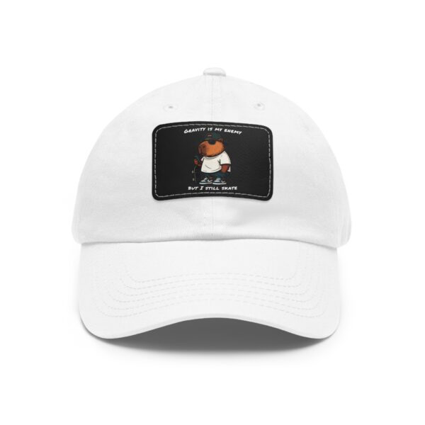 Dad Hat with Leather Patch (Rectangle) - Capybara design