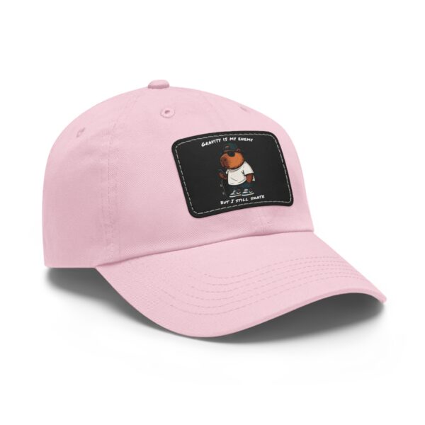 Dad Hat with Leather Patch (Rectangle) - Capybara design