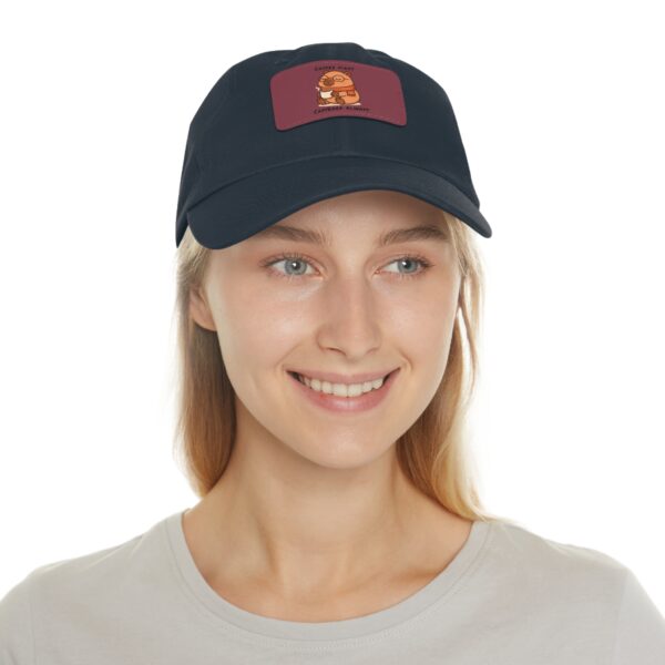 Dad Hat with Leather Patch (Rectangle) - Capybara design