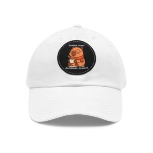 Dad Hat with Leather Patch (Round) - Capybara design