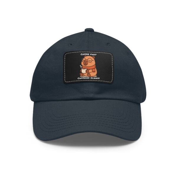 Dad Hat with Leather Patch (Rectangle) - Capybara design