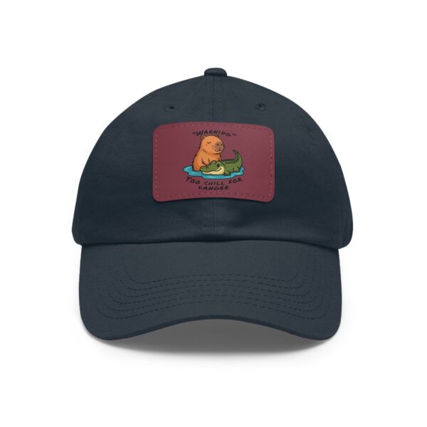 Dad Hat with Leather Patch (Rectangle) - Capybara design