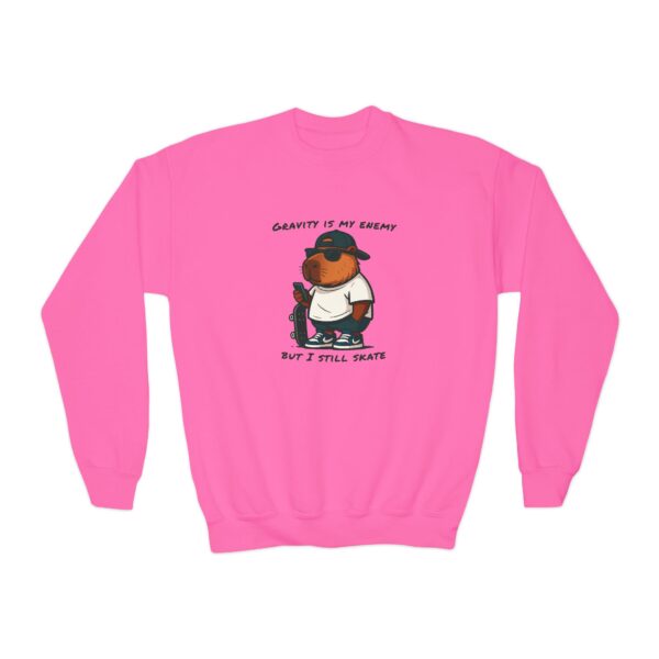 Youth Crewneck Sweatshirt with Adorable Capybara Design – Cozy and Fun for Everyday Wear
