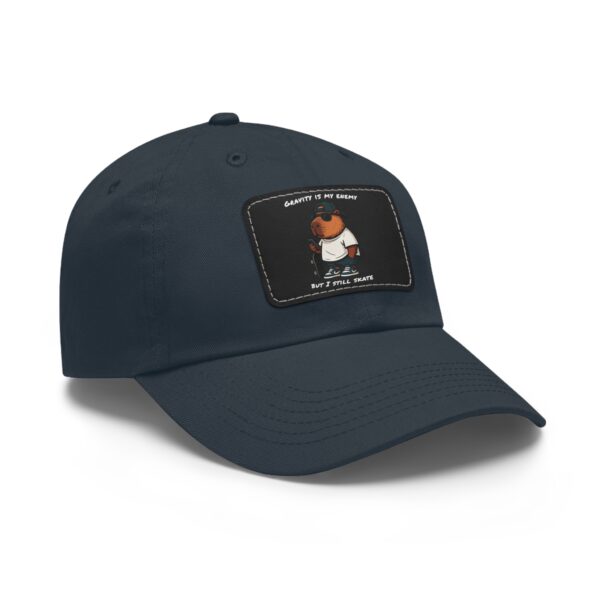Dad Hat with Leather Patch (Rectangle) - Capybara design