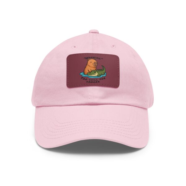 Dad Hat with Leather Patch (Rectangle) - Capybara design
