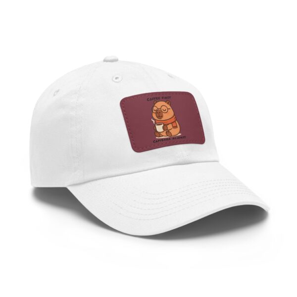 Dad Hat with Leather Patch (Rectangle) - Capybara design