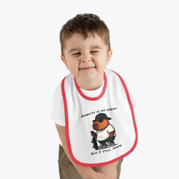 Baby Contrast Trim Jersey Bib with Adorable Capybara Design – Soft, Stylish, and Perfect for Messy Mealtime