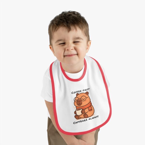 Baby Contrast Trim Jersey Bib with Adorable Capybara Design – Soft, Stylish, and Perfect for Messy Mealtime