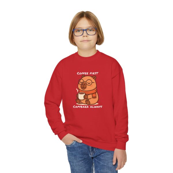 Youth Crewneck Sweatshirt with Adorable Capybara Design – Cozy and Fun for Everyday Wear