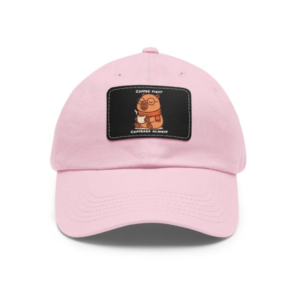Dad Hat with Leather Patch (Rectangle) - Capybara design
