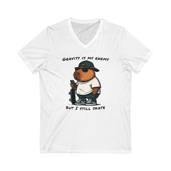 Unisex Short Sleeve V-Neck T-Shirt with Cute Capybara Design – Comfortable Casual Wear