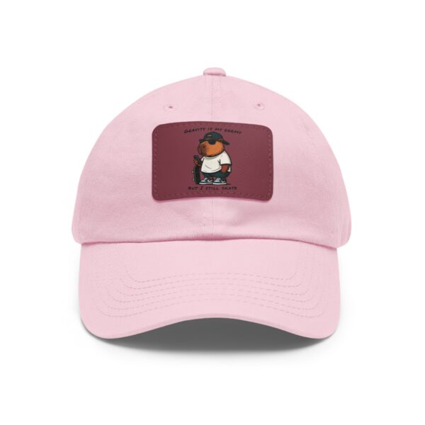Dad Hat with Leather Patch (Rectangle) - Capybara design