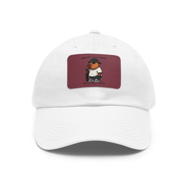 Dad Hat with Leather Patch (Rectangle) - Capybara design