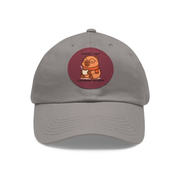 5479761368304978097_2048.jpeg Dad Hat with Leather Patch (Round) - Capybara design