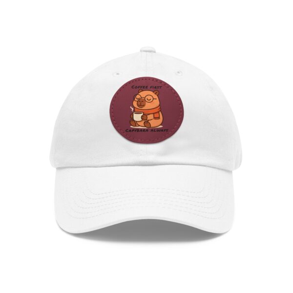 5520919997753307185_2048.jpeg Dad Hat with Leather Patch (Round) - Capybara design