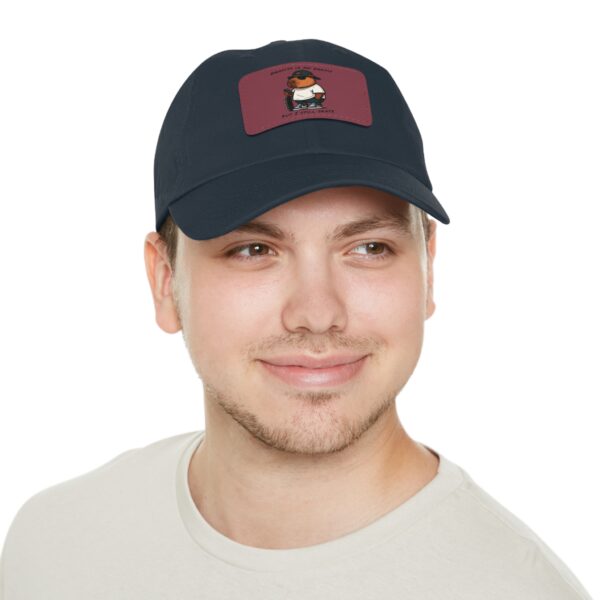 Dad Hat with Leather Patch (Rectangle) - Capybara design