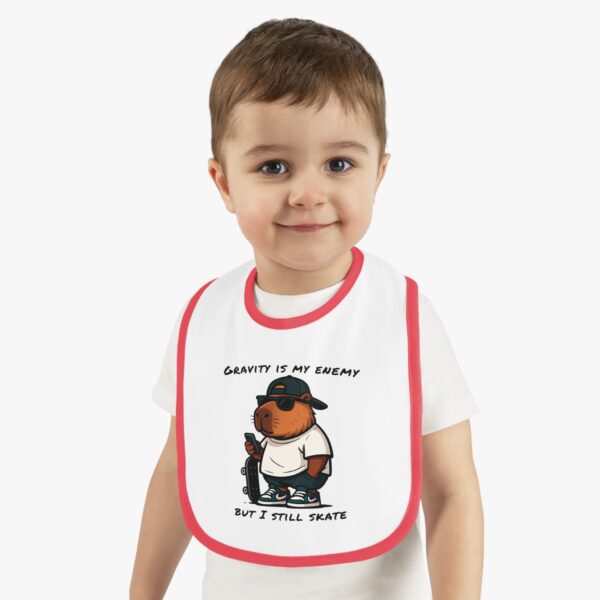 Baby Contrast Trim Jersey Bib with Adorable Capybara Design – Soft, Stylish, and Perfect for Messy Mealtime
