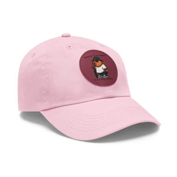 Dad Hat with Leather Patch (Round) - Capybara design