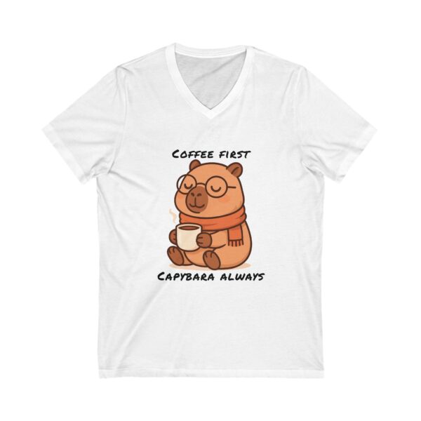 Unisex Short Sleeve V-Neck T-Shirt with Cute Capybara Design – Comfortable Casual Wear