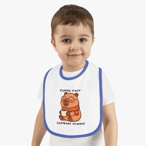 Baby Contrast Trim Jersey Bib with Adorable Capybara Design – Soft, Stylish, and Perfect for Messy Mealtime