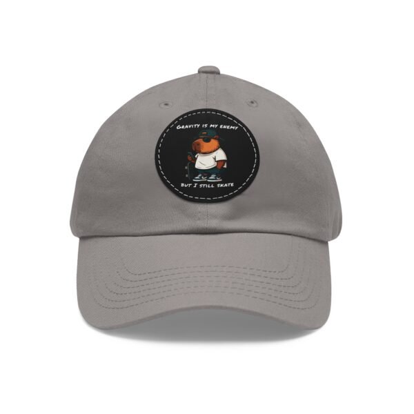Dad Hat with Leather Patch (Round) - Capybara design