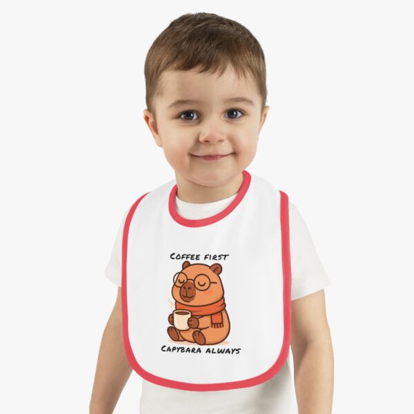 Baby Contrast Trim Jersey Bib with Adorable Capybara Design – Soft, Stylish, and Perfect for Messy Mealtime