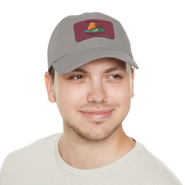 Dad Hat with Leather Patch (Rectangle) - Capybara design