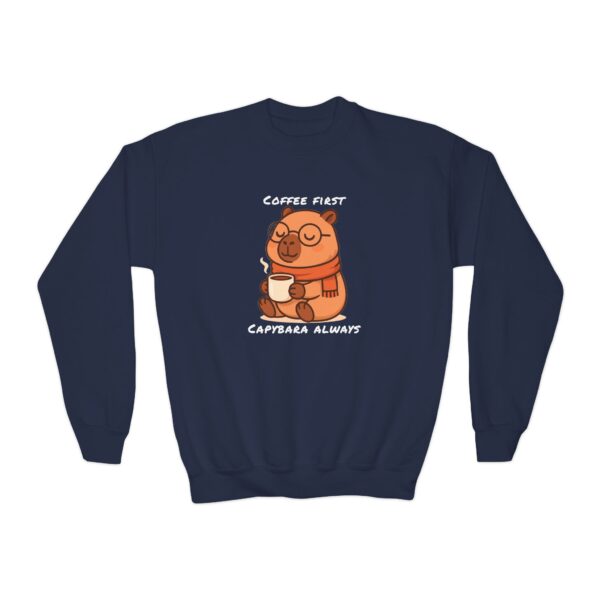 Youth Crewneck Sweatshirt with Adorable Capybara Design – Cozy and Fun for Everyday Wear