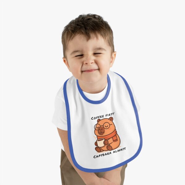 Baby Contrast Trim Jersey Bib with Adorable Capybara Design – Soft, Stylish, and Perfect for Messy Mealtime