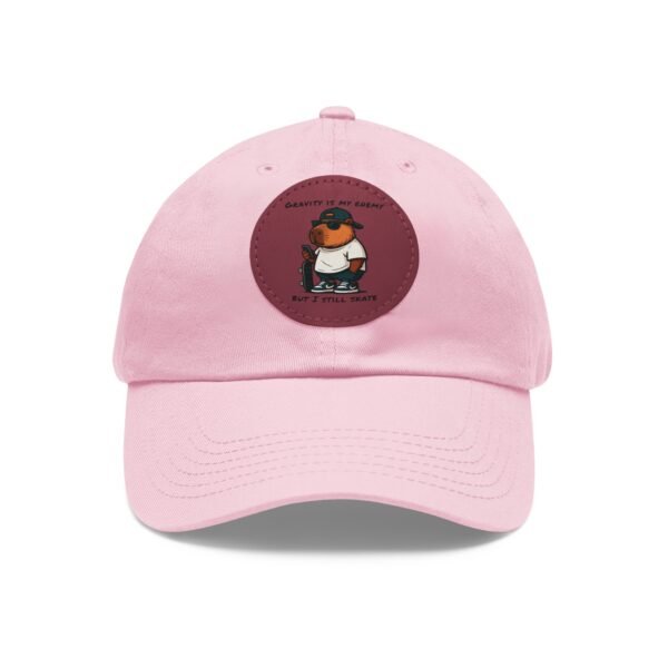 Dad Hat with Leather Patch (Round) - Capybara design