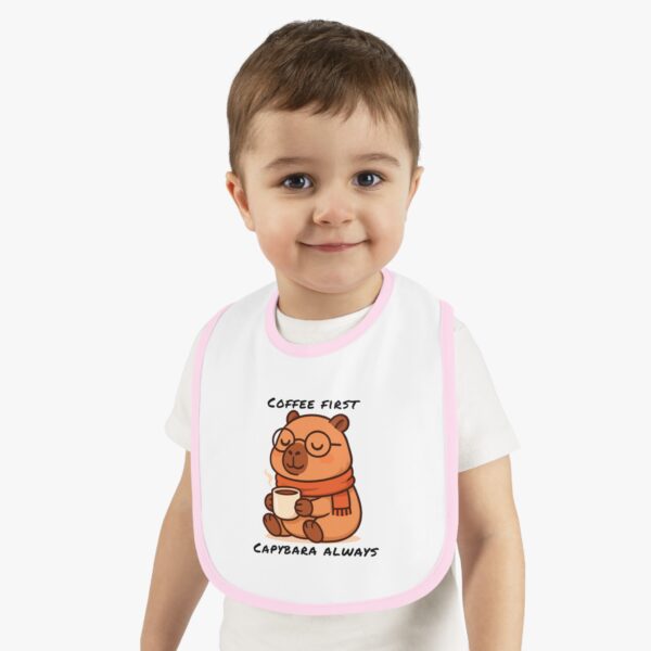 Baby Contrast Trim Jersey Bib with Adorable Capybara Design – Soft, Stylish, and Perfect for Messy Mealtime