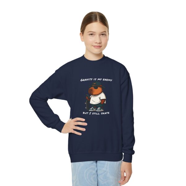 Youth Crewneck Sweatshirt with Adorable Capybara Design – Cozy and Fun for Everyday Wear