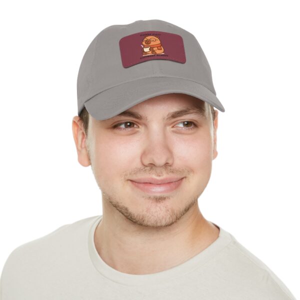 Dad Hat with Leather Patch (Rectangle) - Capybara design