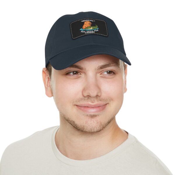 Dad Hat with Leather Patch (Rectangle) - Capybara design