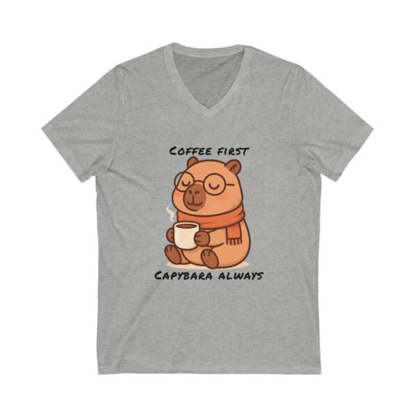 Unisex Short Sleeve V-Neck T-Shirt with Cute Capybara Design – Comfortable Casual Wear