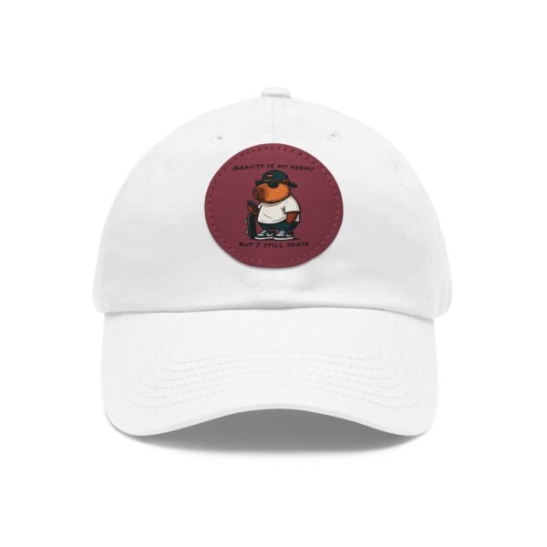 Dad Hat with Leather Patch (Round) - Capybara design