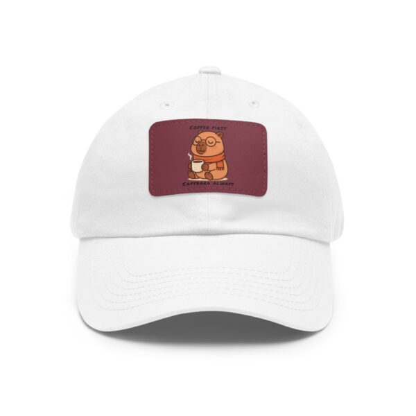 Dad Hat with Leather Patch (Rectangle) - Capybara design