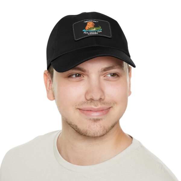 Dad Hat with Leather Patch (Rectangle) - Capybara design