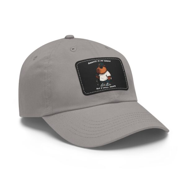 Dad Hat with Leather Patch (Rectangle) - Capybara design