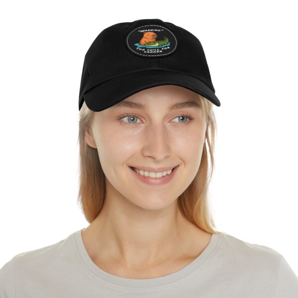 8119299086019706919_2048.jpeg Dad Hat with Leather Patch (Round) - Capybara design