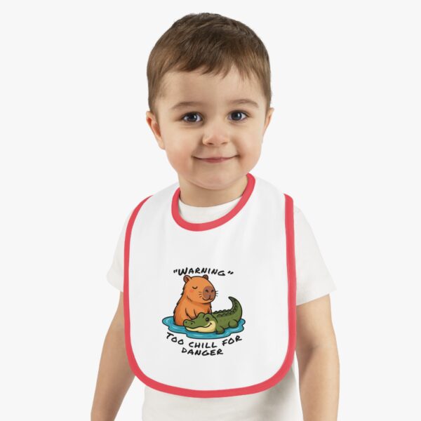 Baby Contrast Trim Jersey Bib with Adorable Capybara Design – Soft, Stylish, and Perfect for Messy Mealtime