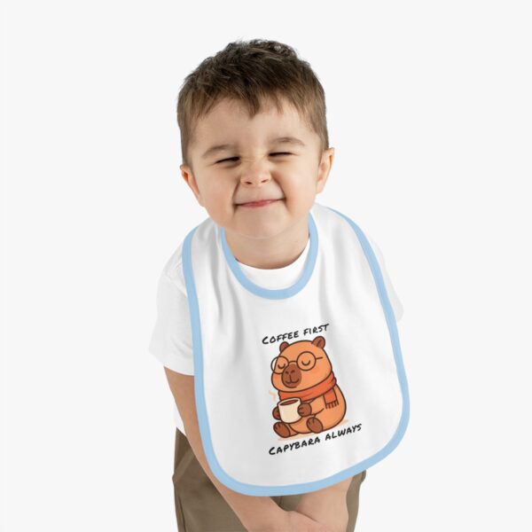 Baby Contrast Trim Jersey Bib with Adorable Capybara Design – Soft, Stylish, and Perfect for Messy Mealtime