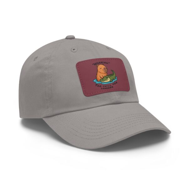 Dad Hat with Leather Patch (Rectangle) - Capybara design