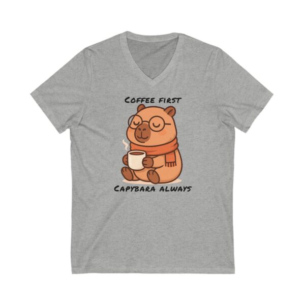 Unisex Short Sleeve V-Neck T-Shirt with Cute Capybara Design – Comfortable Casual Wear