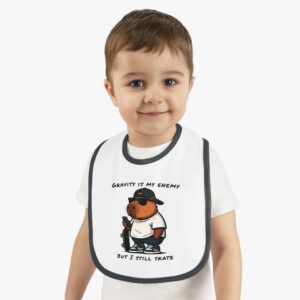 Baby Contrast Trim Jersey Bib with Adorable Capybara Design – Soft, Stylish, and Perfect for Messy Mealtime