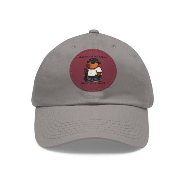 Dad Hat with Leather Patch (Round) - Capybara design